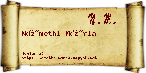 Némethi Mária névjegykártya