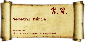 Némethi Mária névjegykártya
